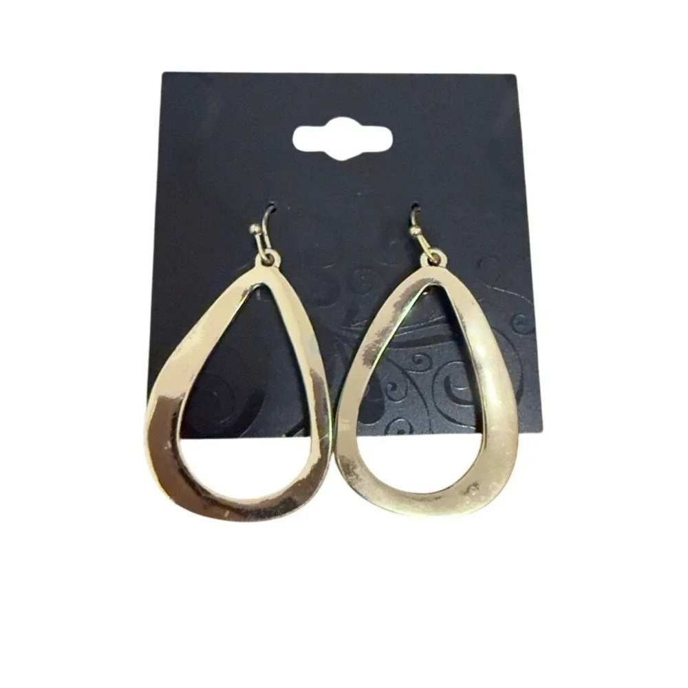 Fashion Jewelry Women's‎ Gold Tone Teardrop Hoop Earrings Dangle